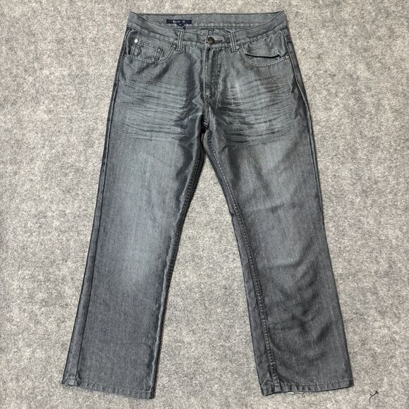 Vintage Sacred Cult Reflective Metallic Bootcut Jeans Mens Size 34x30 Silver - Picture 1 of 9